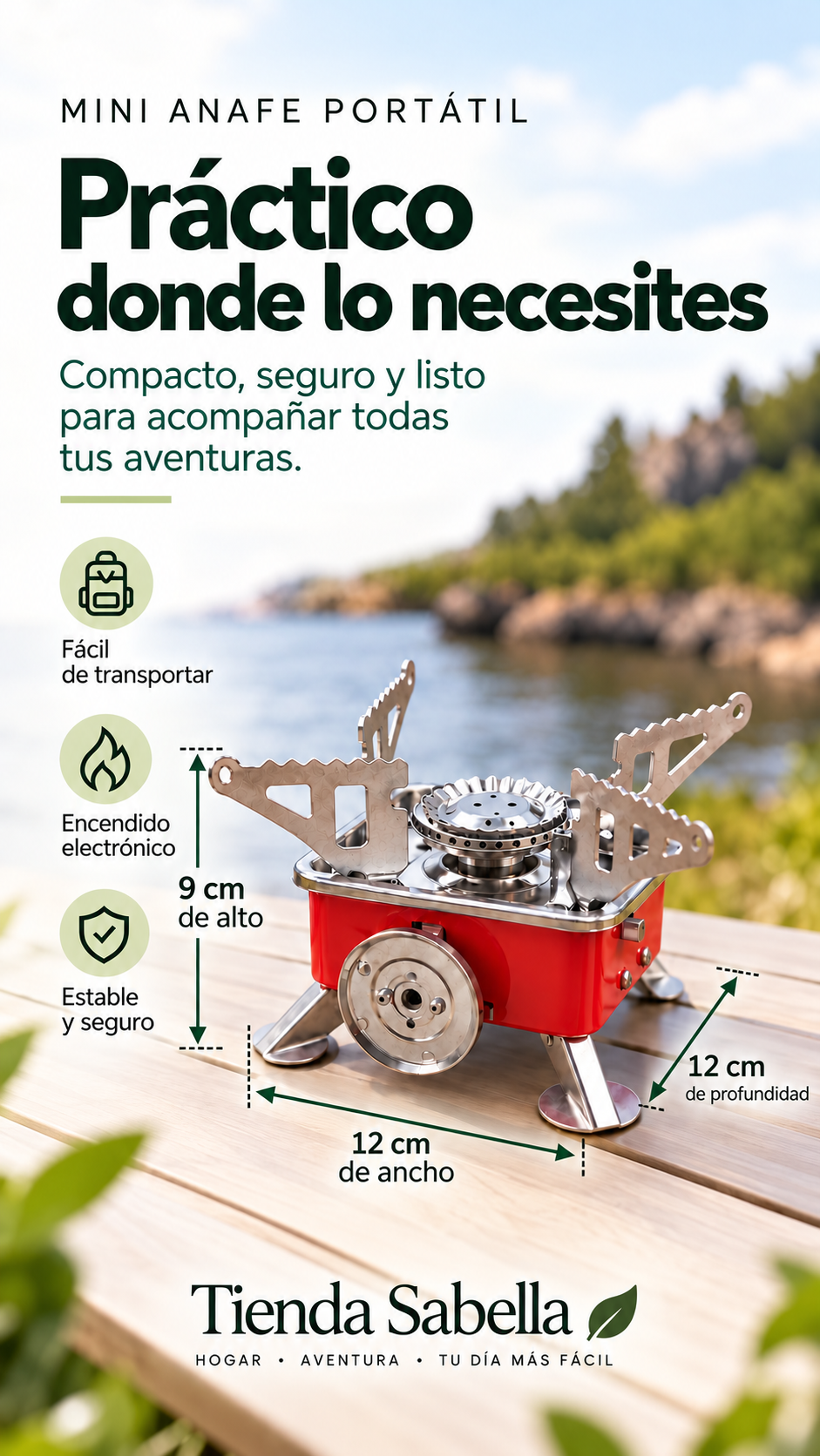 Medidas del mini anafe portátil